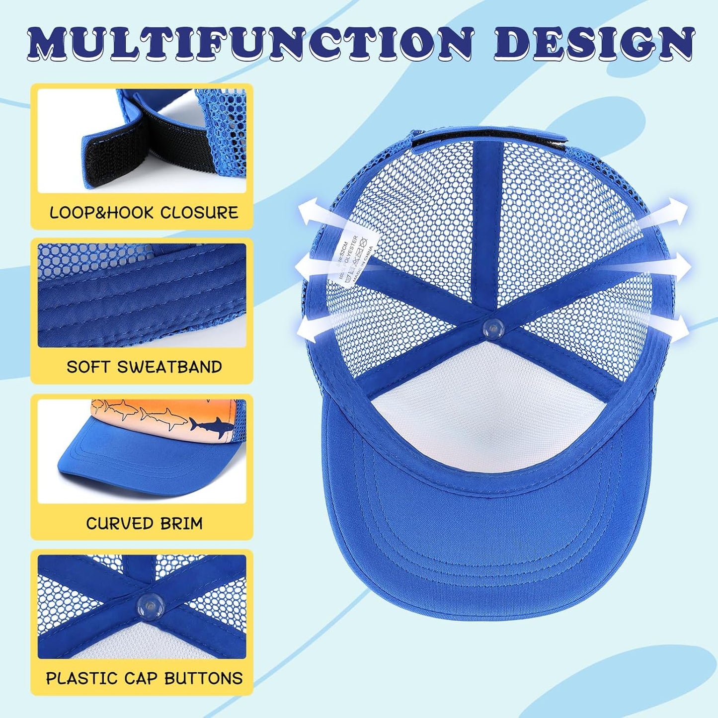 Duoyeree Toddler Baseball Cap Baby Cap Sun hat Print Dinosaur Pattern and Solid Color hat Kids boy Girl Age 0-8t