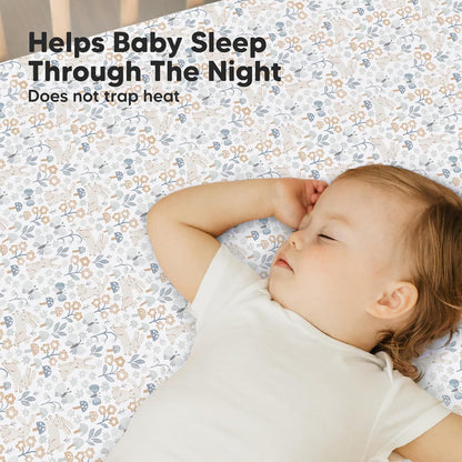 2-Pack Mini Crib Sheets Fitted - 38x26 Pack N Play Sheets for Pack and Play Mattress, Organic