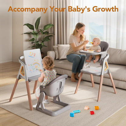 CoziBB Baby High Chair, 6 in 1 Convertible Growing Baby Highchairs for Babies and Toddlers, Baby