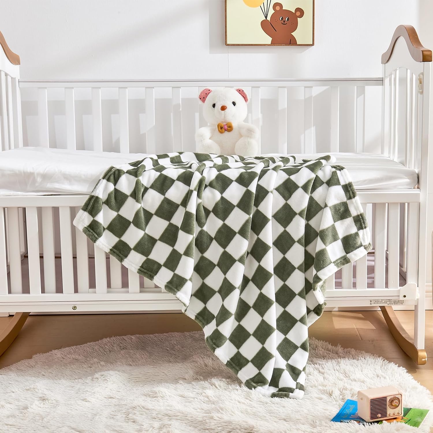 Yurhap Checkered Baby Blanket Fleece Baby Blankets for Boys, Ultra Soft Cozy Fluffy Infant Toddler