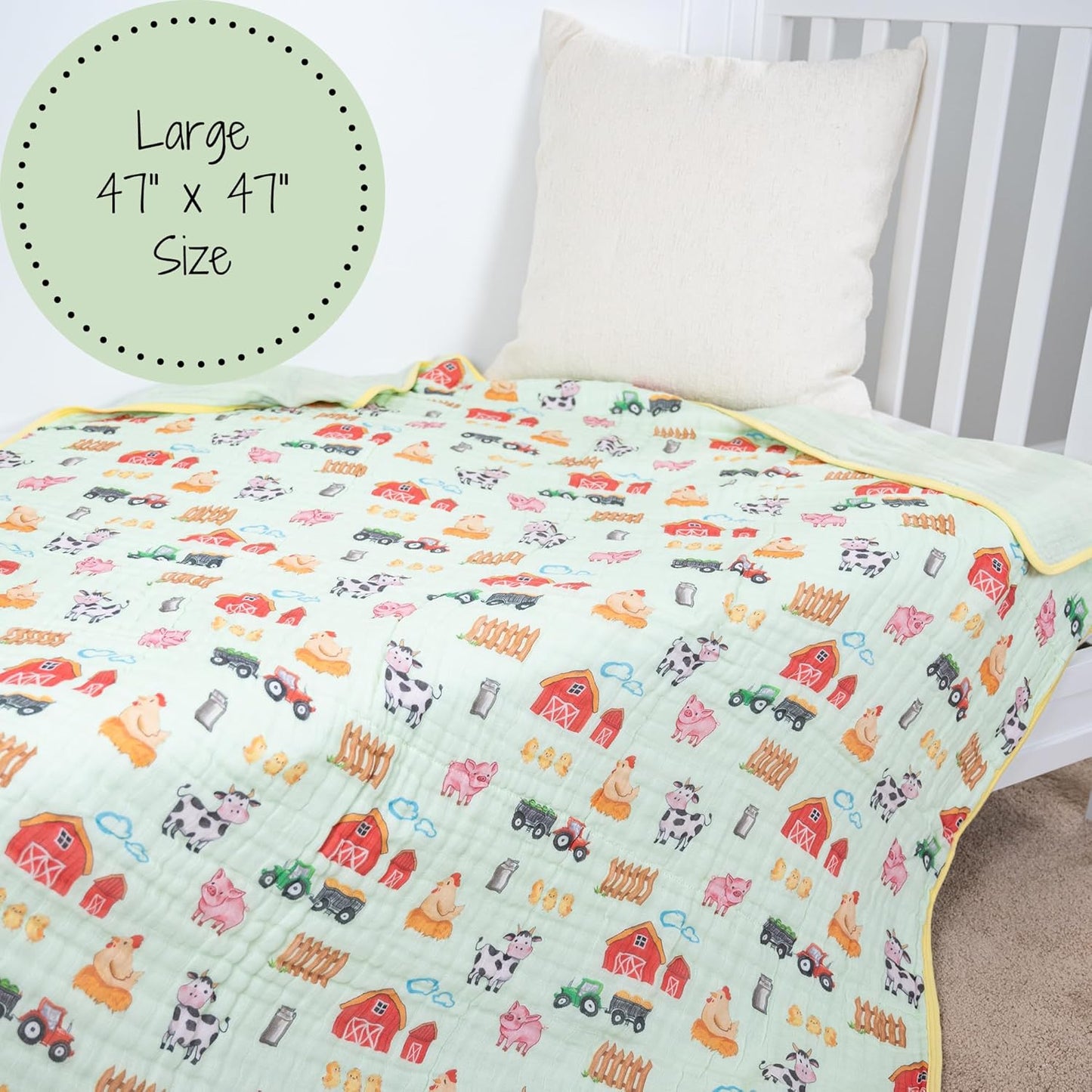 LollyBanks Muslin Baby Blanket 100% Organic Cotton, Muslin Quilt Lightweight, 6 Layers Soft Blanket