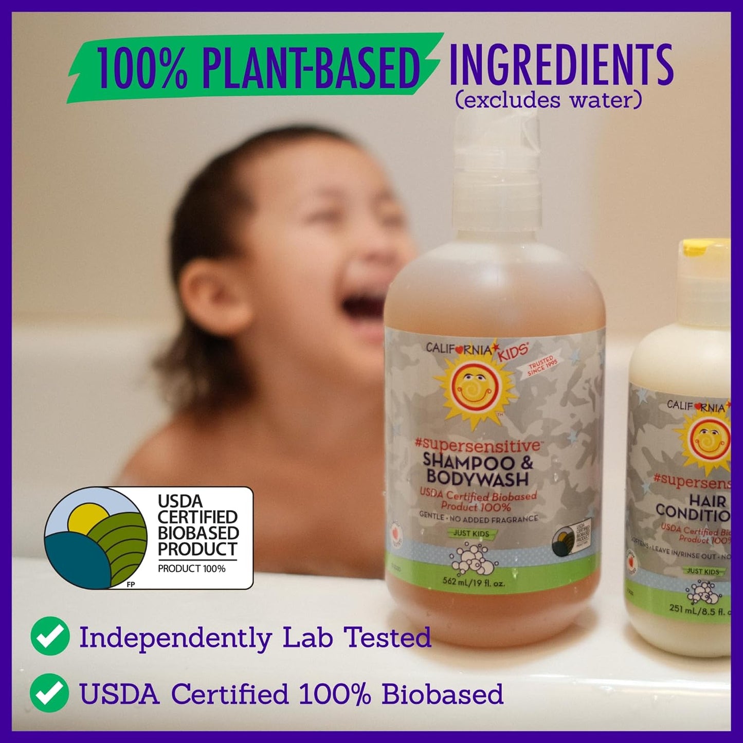 California Kids Super Sensitive Unscented Shampoo and Bodywash | 100% Plant-Based | Gentle Skincare