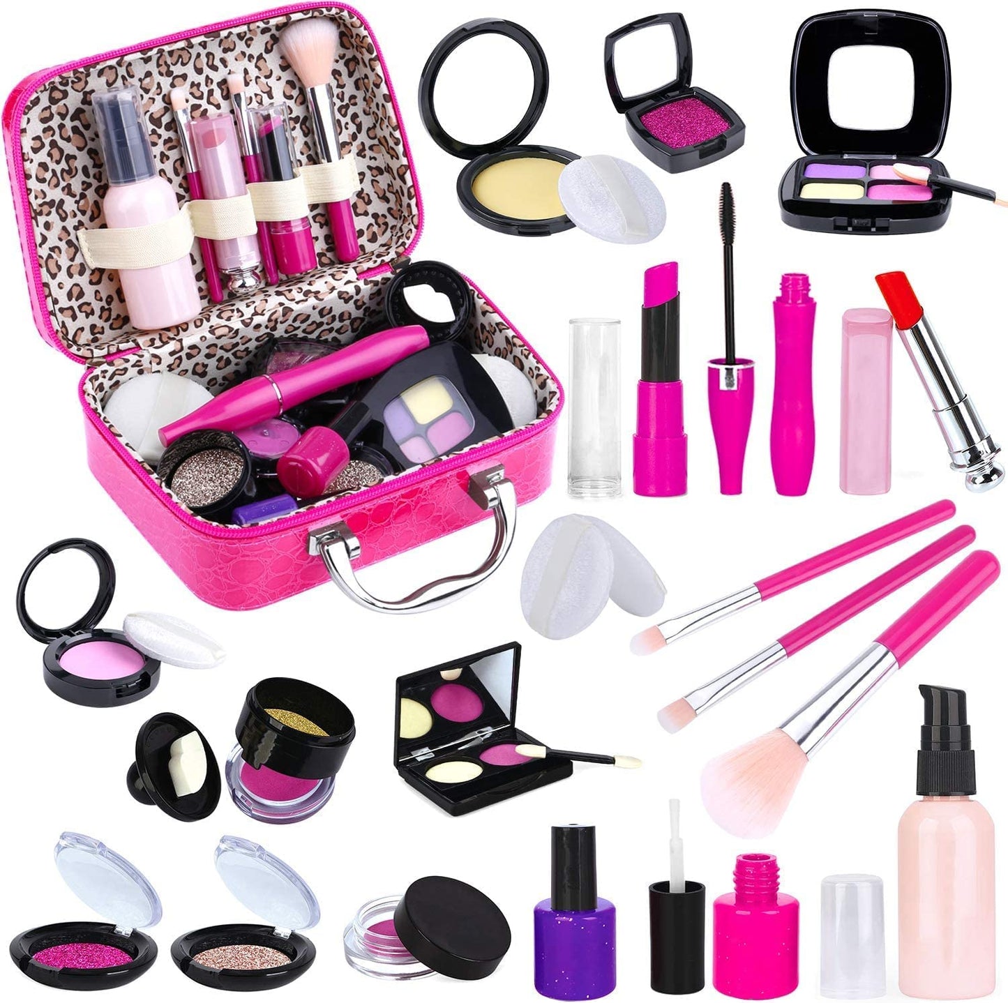 TEPSMIGO Pretend Makeup Kit for Girls, Kids Pretend Play Makeup Set - with Cosmetic Bag for