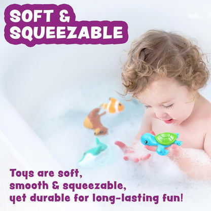 Tub Works® Marine™ Mold Free Bath Toys, 6 Pack | Sealed, No Hole Bath Toys Design Keeps Moisture