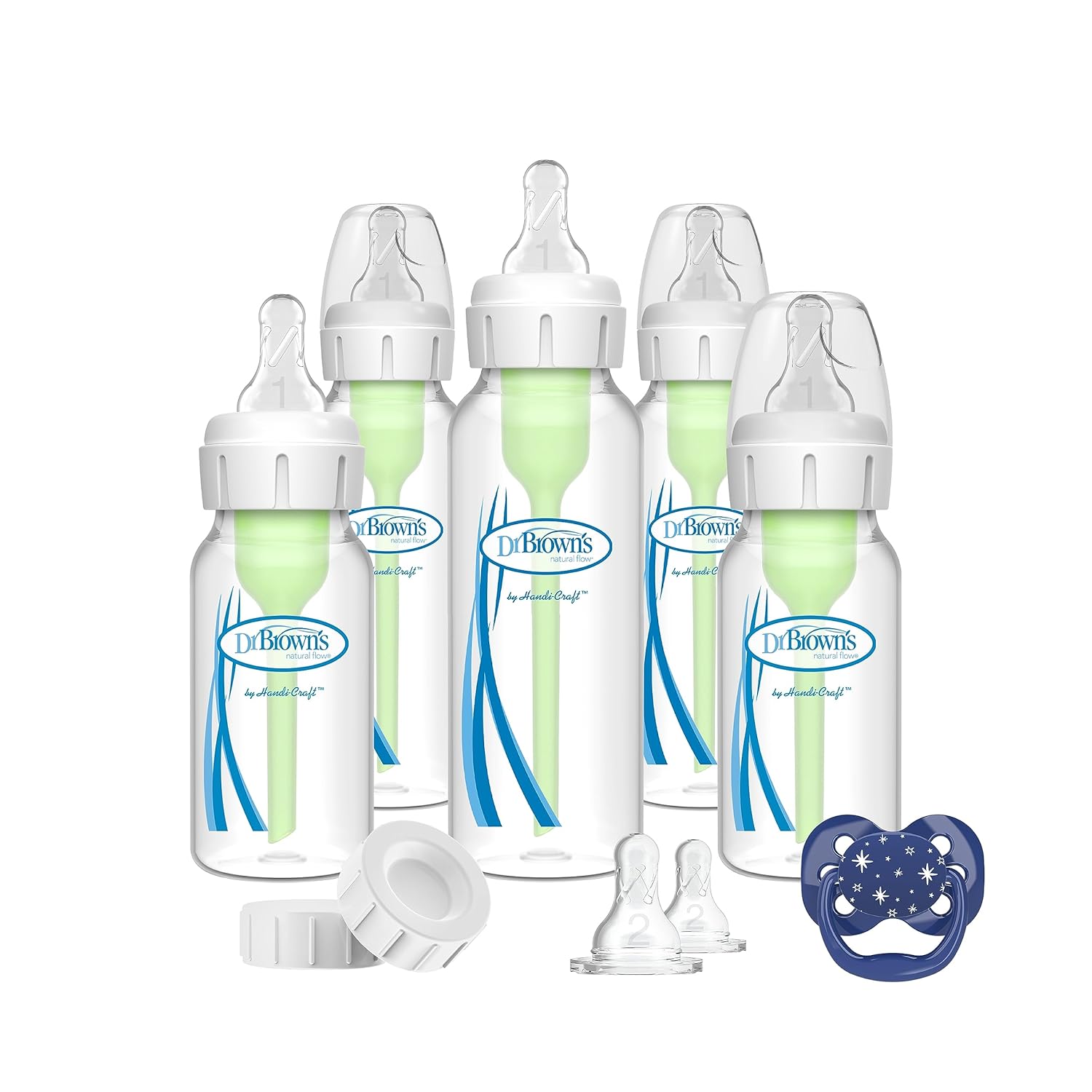 Dr. Brown's Natural Flow Anti-Colic Options+ Narrow Baby Bottle Gift Set with Advantage Pacifier