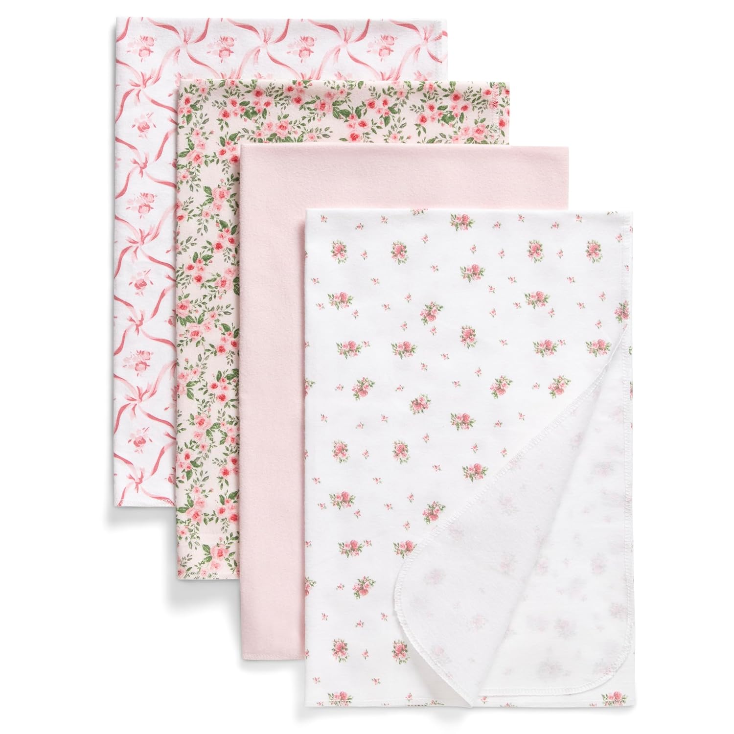 Delta Children 100% Cotton Flannel Baby Receiving Blankets for Girls and Boys – 30x30 Inches (Pack