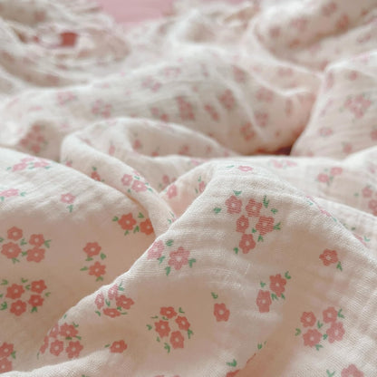 BuLuTu Cotton Muslin Kids Toddler Pillowcase with Galsang Flowers Print, Shabby Chic Nursery Pillowcases with Ruffle Edge, Boys Girls Soft Travel Pillow, Durable Pillow Cover 14"x20", 1 Piece