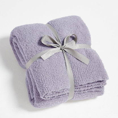 CYMULA Knit Throw Blanket for Couch Purple - Super Soft Lightweight Plush Fuzzy Fluffy Cozy