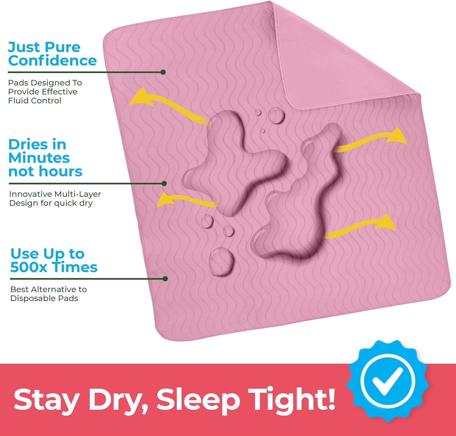 Utopia Bedding Washable Underpads 34" x 52" (Pack of 4), Waterproof Reusable Heavy Absorbency