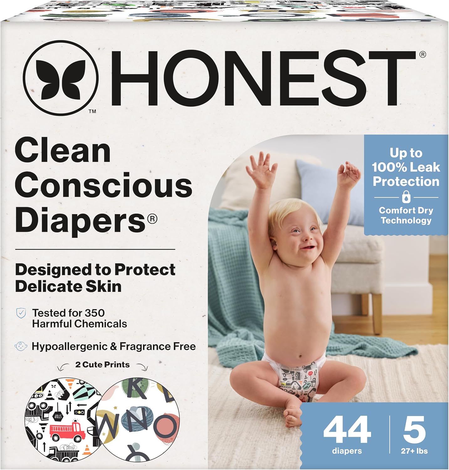The Honest Company Clean Conscious Diapers for Delicate Skin | Up to 100% Leakproof |