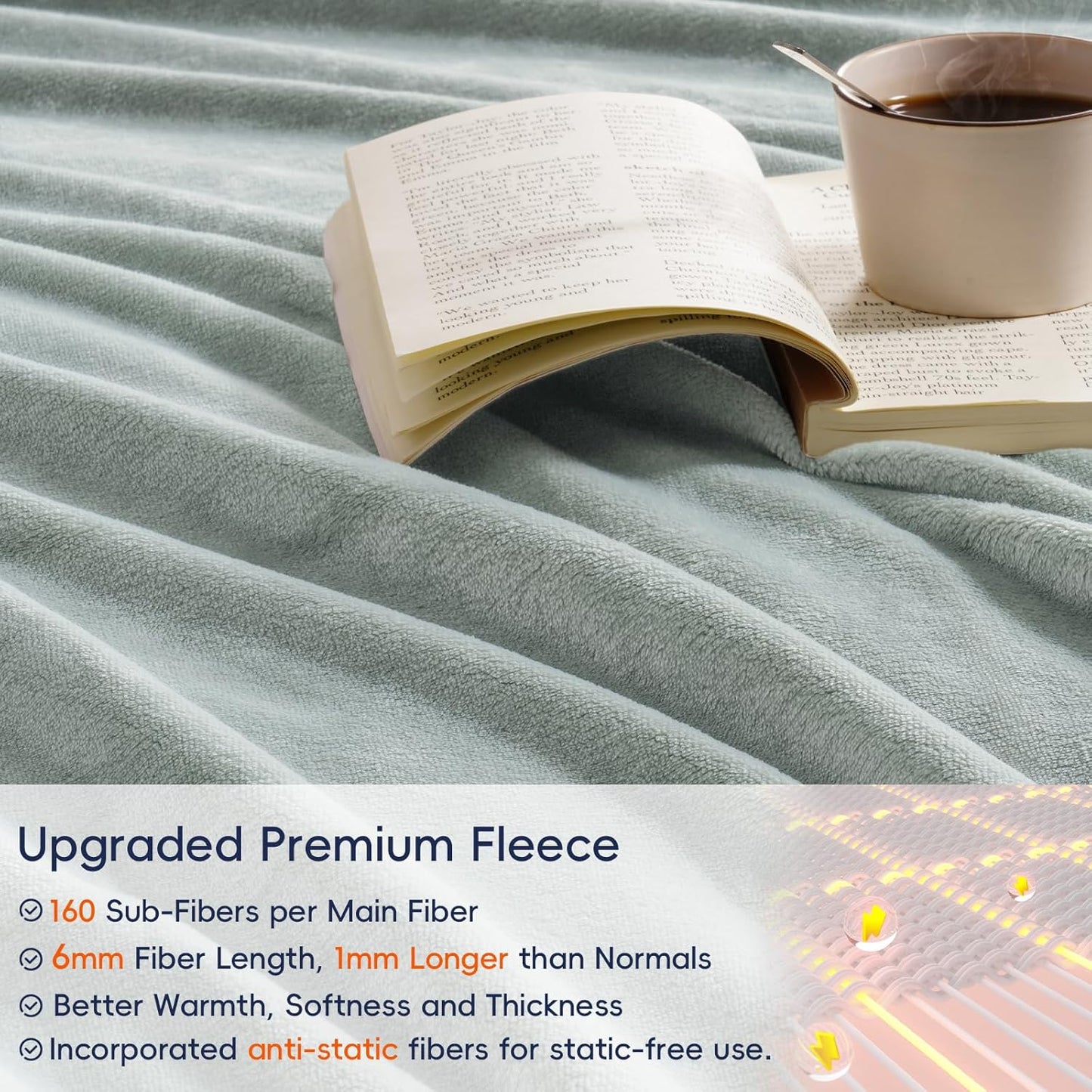 PHF Ultra Soft Fleece Blanket King Size, No Shed No Pilling Luxury Plush Cozy 300GSM Lightweight