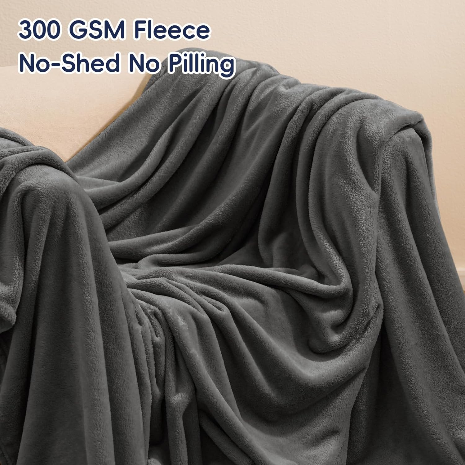 PHF Ultra Soft Fleece Blanket King Size, No Shed No Pilling Luxury Plush Cozy 300GSM Lightweight