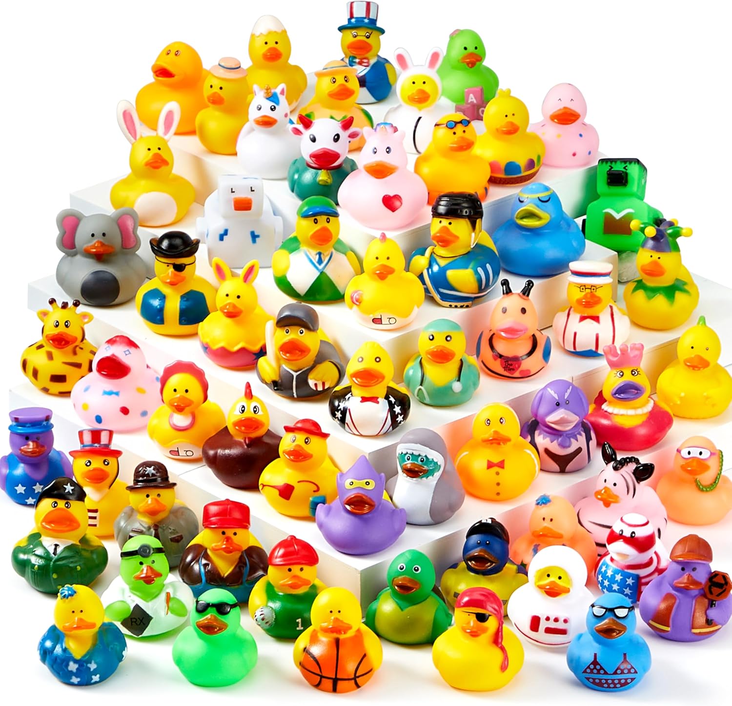 JOYIN 30 Pcs Rubber Ducks, Random Assortment Ducks Bulk with Mesh Carry Bag, Mini Rubber Duckies