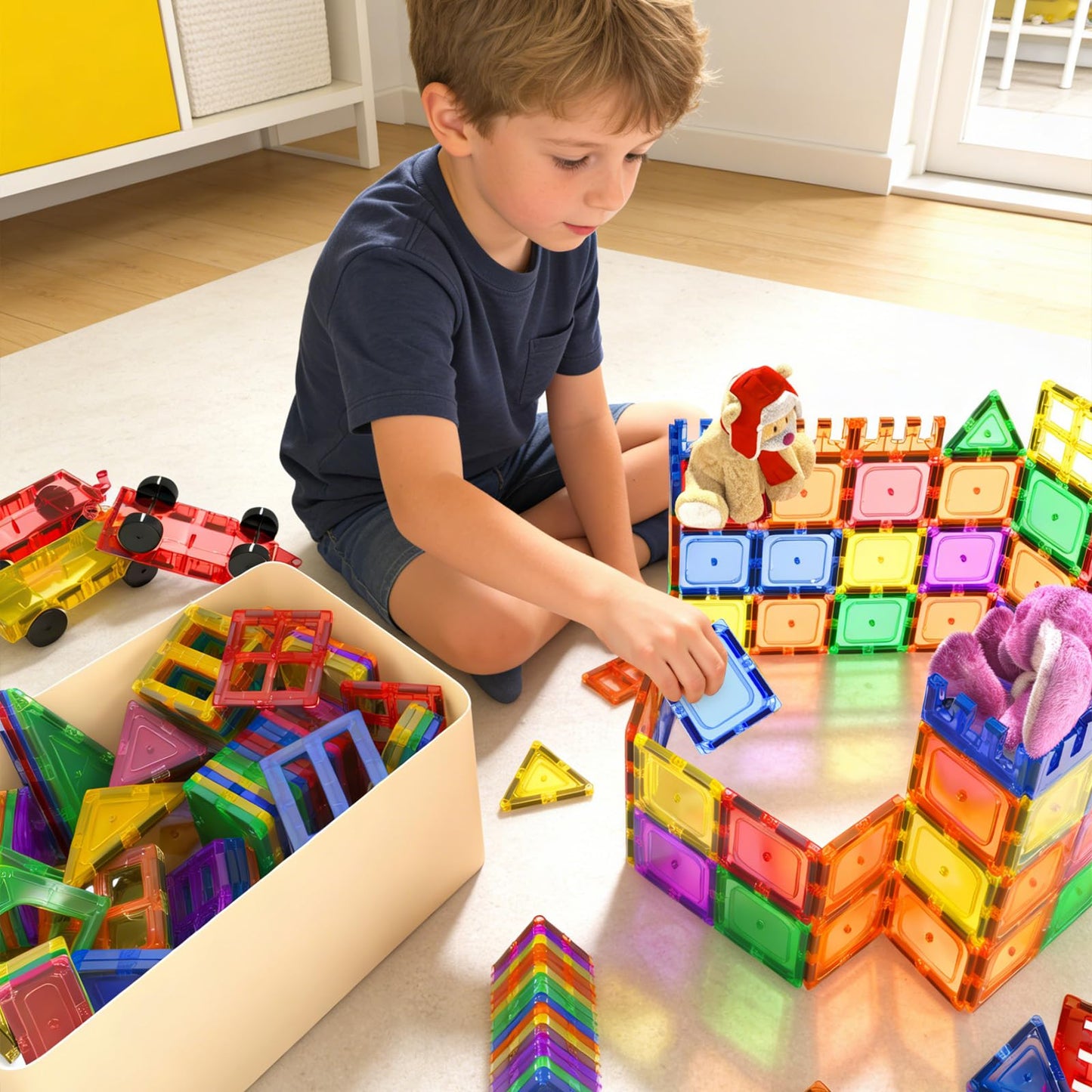 60 PCS Magnetic Building Tiles Kids Toys STEM Magnetic Blocks Sensory Toys