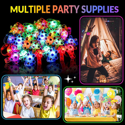 24 Pack LED Light Up Fidget Spinner Bracelets Easter Party Favors for Kids 4-8 8-12, Glow in The Dark Party Supplies, Back to School Gift for Students, Return Gifts for Kids Birthday Halloween