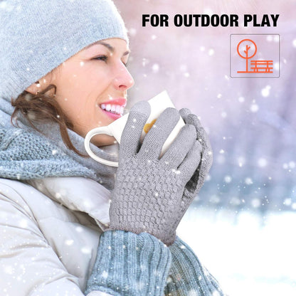 Geyoga 2 Pairs Women's Winter Touch Screen Gloves Soft Warm Fleece Lined Knit Elastic Cuff Winter Texting Gloves