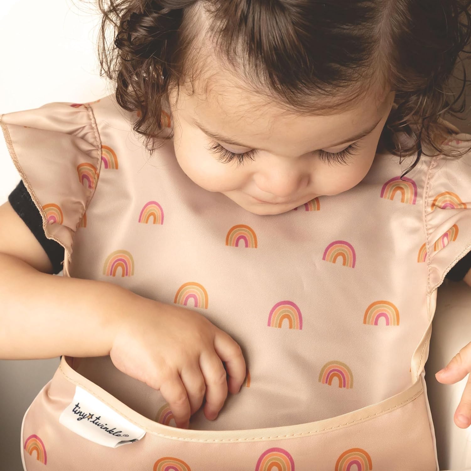 Tiny Twinkle Mess-Proof Baby Bib - Waterproof Bib for Baby Girl - Machine Washable - Adjustable