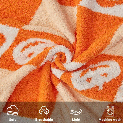 CYMULA Halloween Knit Throw Blanket - Pumpkin Blanket for Couch, Soft Cozy Lightweight Fluffy