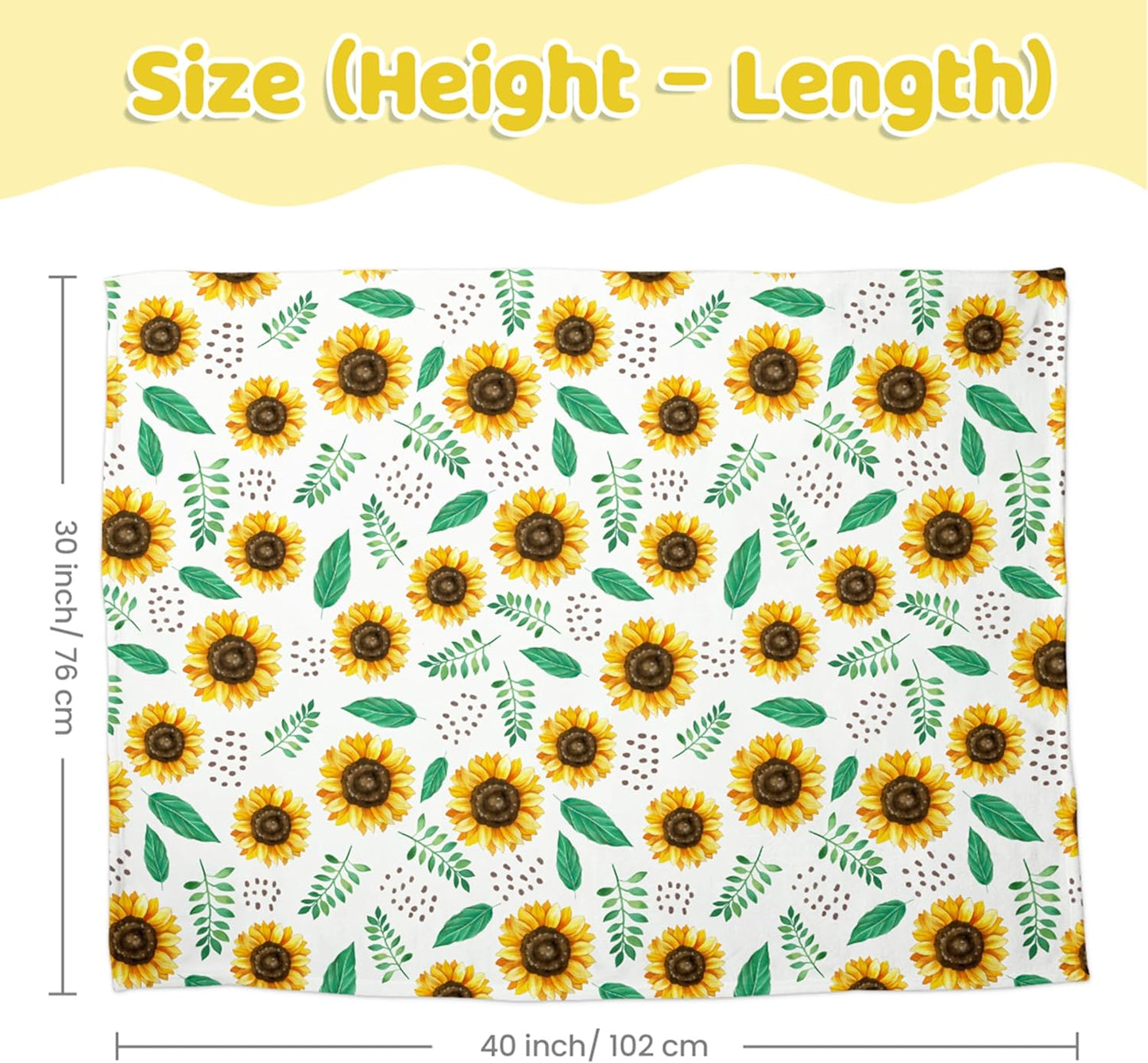 SANDJEST Sunflower Blanket for Girls Kid - 30 x 40 Minky Throw Kids Blankets Gifts for Birthday