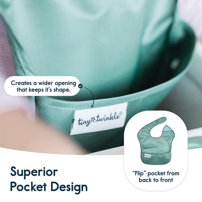 Tiny Twinkle Mess Proof Baby Bibs for Eating - Waterproof, Wipeable Bibs - Toddler Bibs - Travel