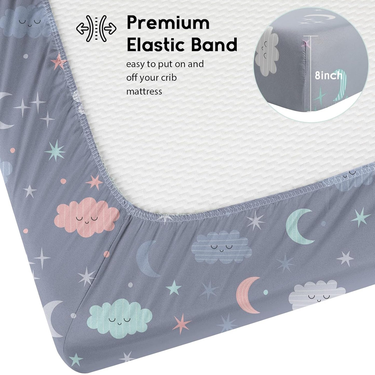 Yoofoss Baby Crib Sheets for Boys Girls, Fitted Crib Sheet 2 Pack for Standard Crib and Toddler