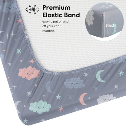 Yoofoss Baby Crib Sheets for Boys Girls, Fitted Crib Sheet 2 Pack for Standard Crib and Toddler