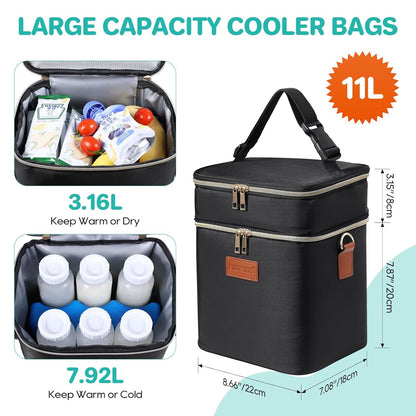 PIIOSER Breastmilk Cooler Bag with Ice Pack Fits 6 Baby Bottles Up to 9 Ounce, Insulated Baby
