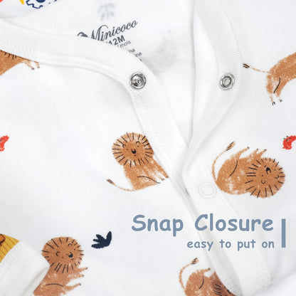 Baby Boys Girls Cotton Footies Multi Pack Long Sleeve Baby Footed One-Piece Jumpsuit Multi Pack
