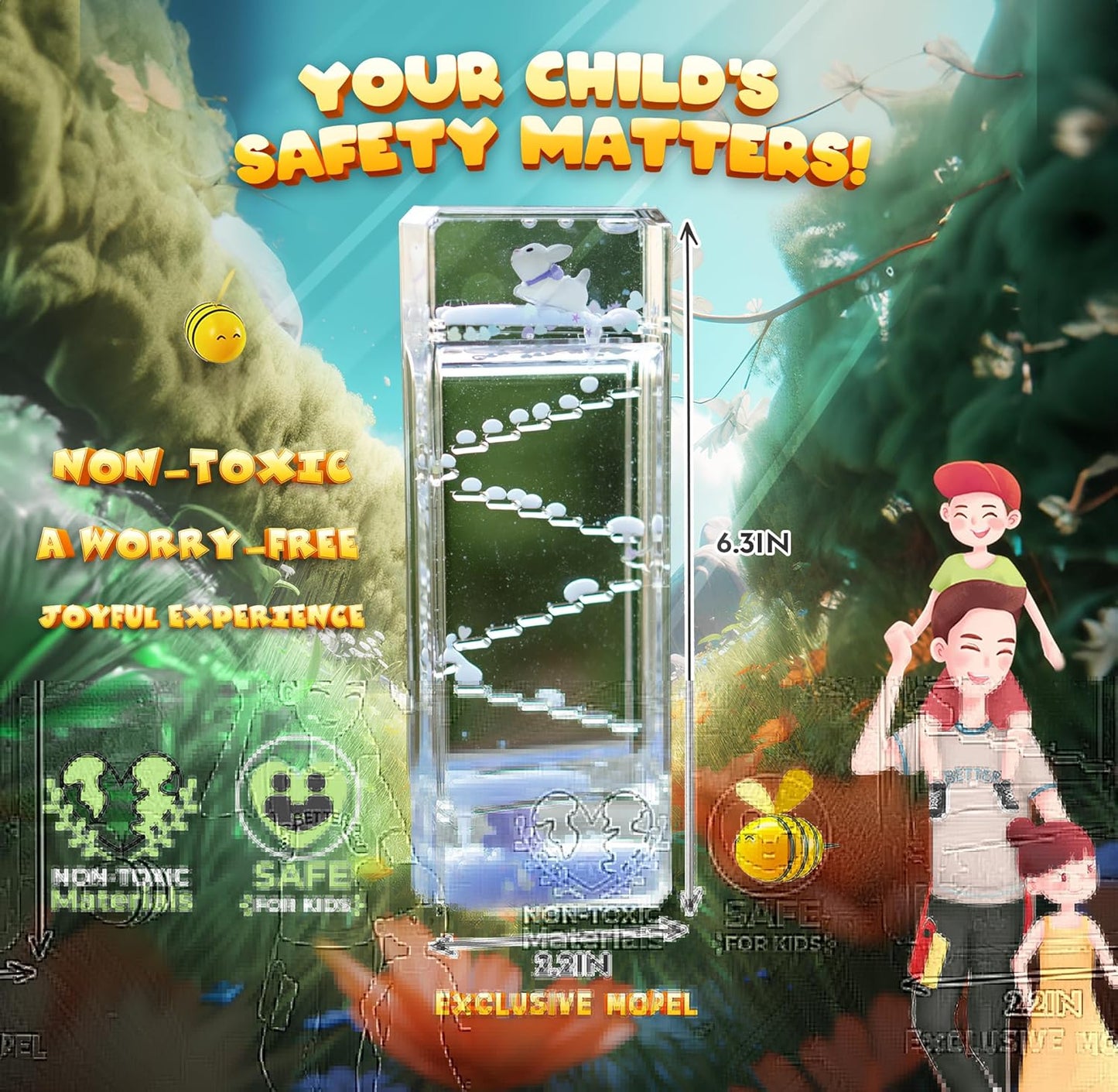 Exclusive Model Liquid Motion Bubbler Timer Soothing Sensory Toy for Relaxation Calming Stress Relief and Sensory Play Perfect for Kids and Adults Unique Desk Decor for Stress and Focus.