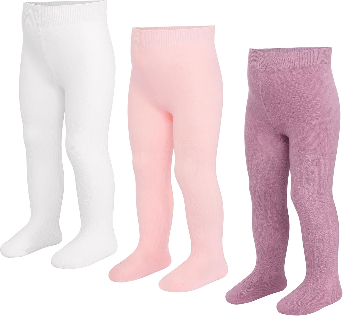 3 Pack Baby Girl Tights Cable Knit Leggings Stockings Cotton Pantyhose for Newborn Infant 6