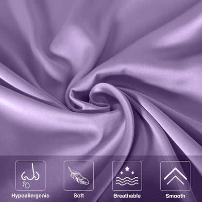 Mulberry Silk Pillowcase for Hair and Skin,King Size Cooling Silk Pillow Case with Hidden Zipper,Allergen Proof Dual Sides Soft Breathable Smooth Silk Pillow Cover for Women(King,Violet)
