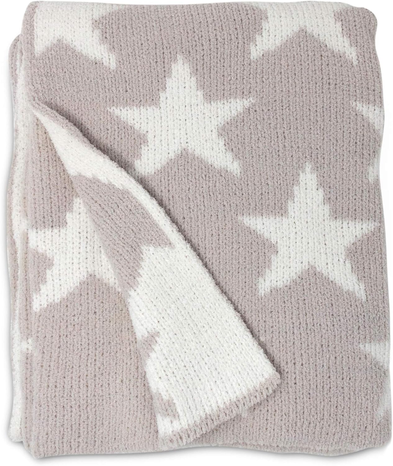 Living Textiles Grey Stars Chenille Soft Baby Blanket Reversible Premium Cozy Fabric for Best