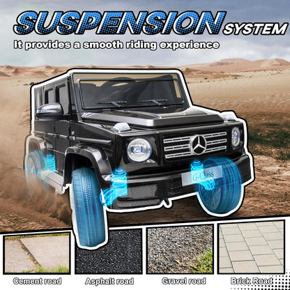 Aosom 12V Kids Electric Car, Mercedes Benz G500 Licensed Battery Powered Ride on Truck for Kids with Remote Control, Headlights, Music, Suspension & Storage for Boys and Girls, Black