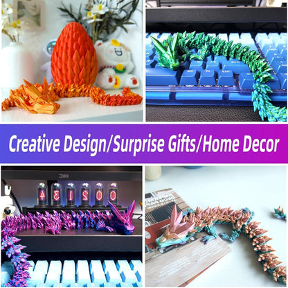 3D Printed Dragon Egg, 15Inch Crystal Dragon in Dragon Egg,Surprise Egg,Articulated Dragon,Fidget Toys for Executive Home Office Decor,Toys for Kids Gifts