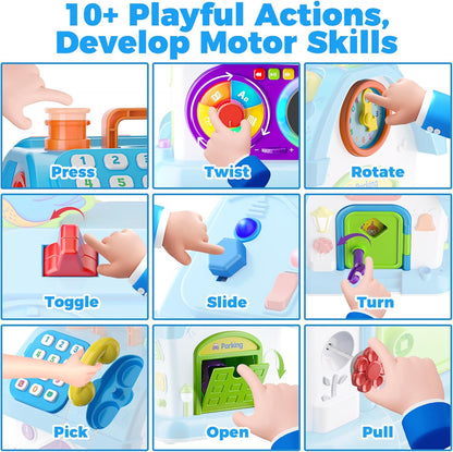 Montessori Toy for 1 Year Old Boy Gifts, Musical Baby Toy 9-12-18 Month, Bilingual Educational Toddler Toys Age 1-2, First Birthday Gift for 1 Year Old Boy (Blue)