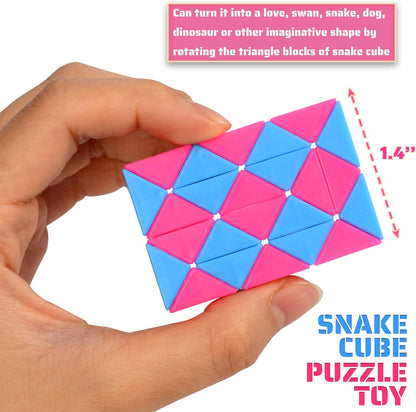 26 Pack 24 Blocks Magic Snake Cube Toy,Fidget Mini Snake Cube Puzzle Toy for Kids,Mini Plastic Puzzle Cube Toy for Kids Party Supplies,Classroom Rewards