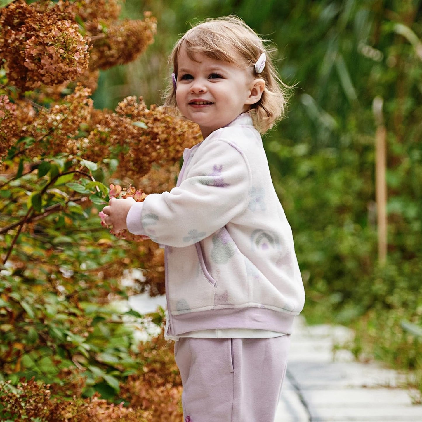 DAVE & BELLA Kids Printed Polar Fleece Jacket Toddler Baby Boys Girls Zip Up Long Sleeve Spring Fall Warm Outerwear Coat