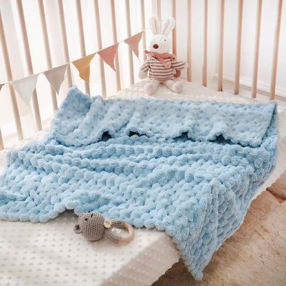 HOMRITAR Baby Blanket for Boys or Girls 3D Jacquard Fluffy Fuzzy Soft Warm Cozy Flannel Fleece Warm