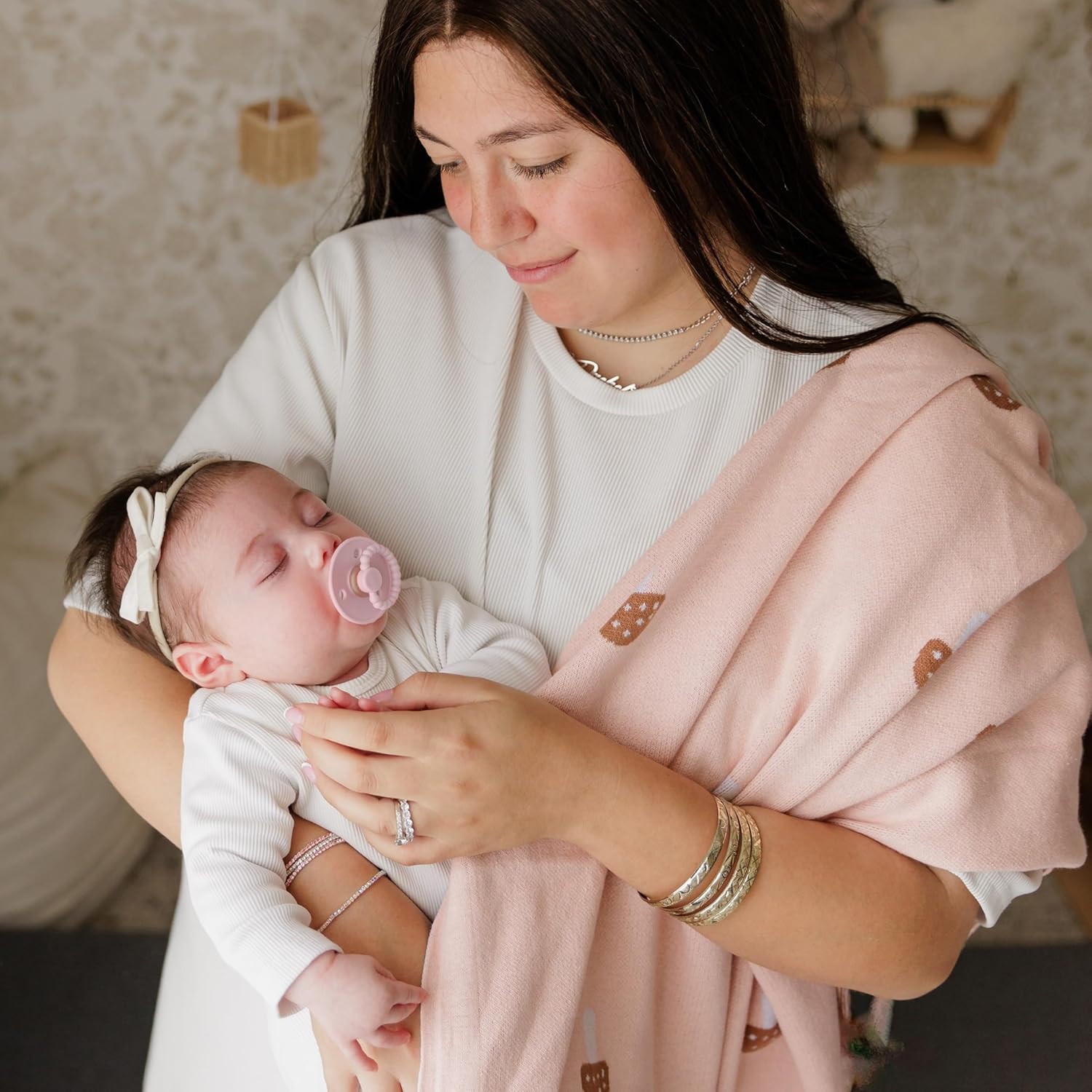 Swaddle Blanket for Girls 100% Cotton Buttery Soft Cozy Receiving Swaddle Crib Stroller Blanket for