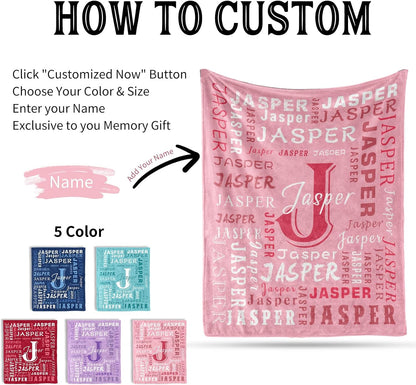 Ship Next Day, Custom Name Blanket - Printed in USA, Personalized Baby Blankets for Girls, Baby
