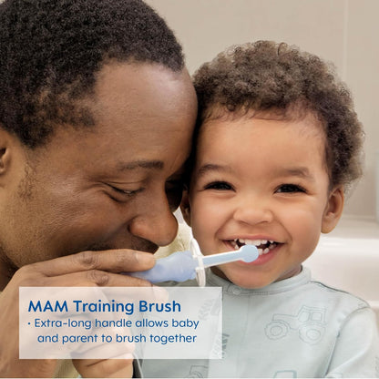 MAM Learn to Brush Set (1 Baby's Brush Toothbrush, 1 Training Brush, 1 Safety Shield), Baby