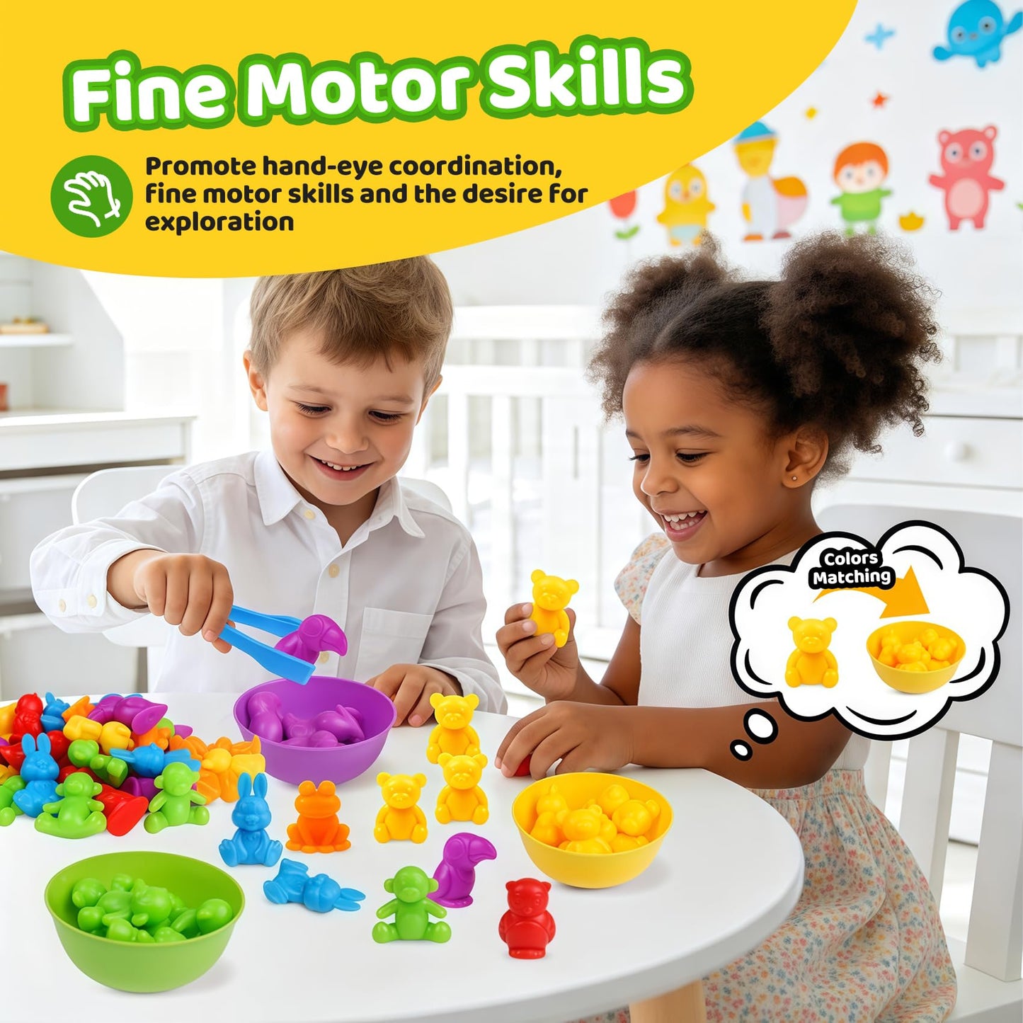 Counting Animals Color Sorting Matching Games with Sorting Bowls Montessori Sensory Early