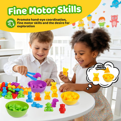 Counting Animals Color Sorting Matching Games with Sorting Bowls Montessori Sensory Early
