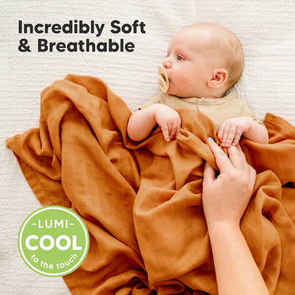 4-Pack Muslin Swaddle Blankets for Boys, Girls - Organic Baby Swaddles for Newborns, Soft &