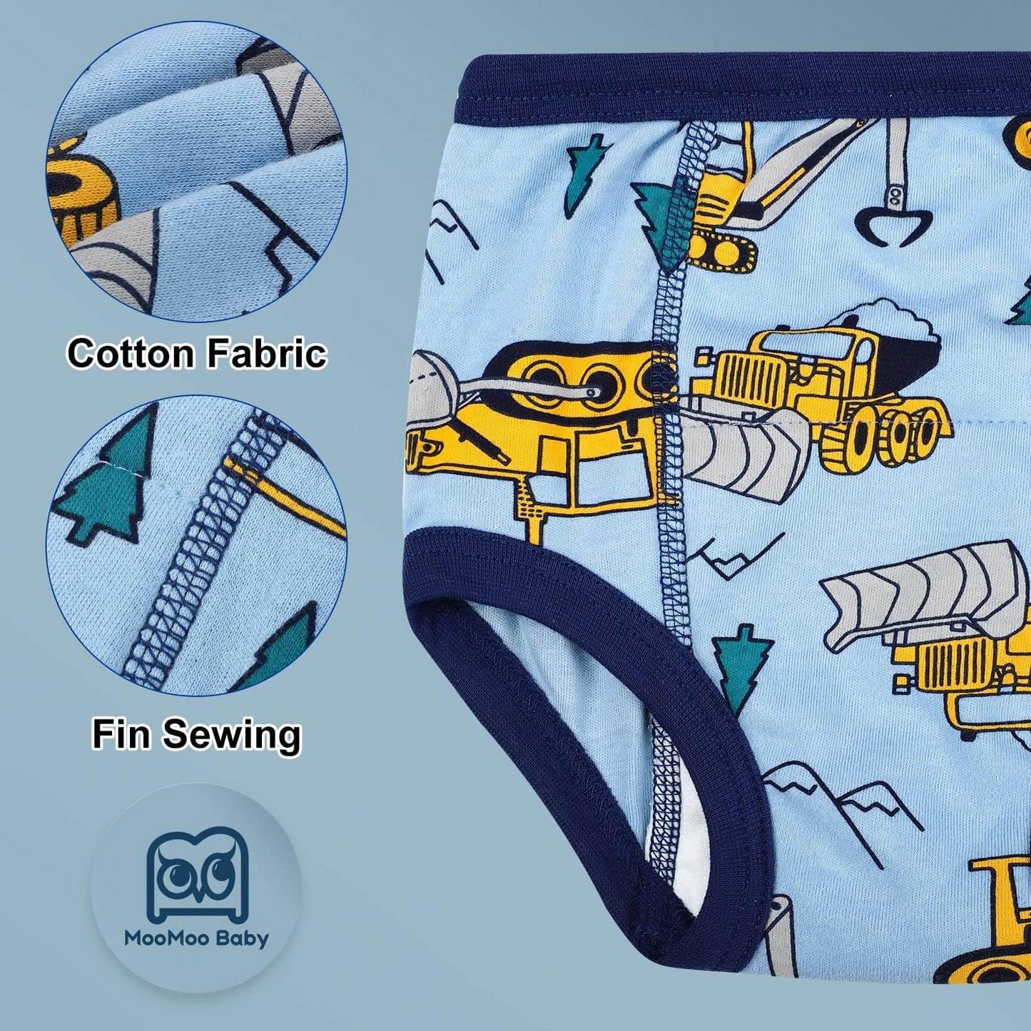 MooMoo Baby Potty Training Underwear 10 Packs Absorbent Toddler Training Pants for Boys and Girls Cotton Pee Pants 2T-9T