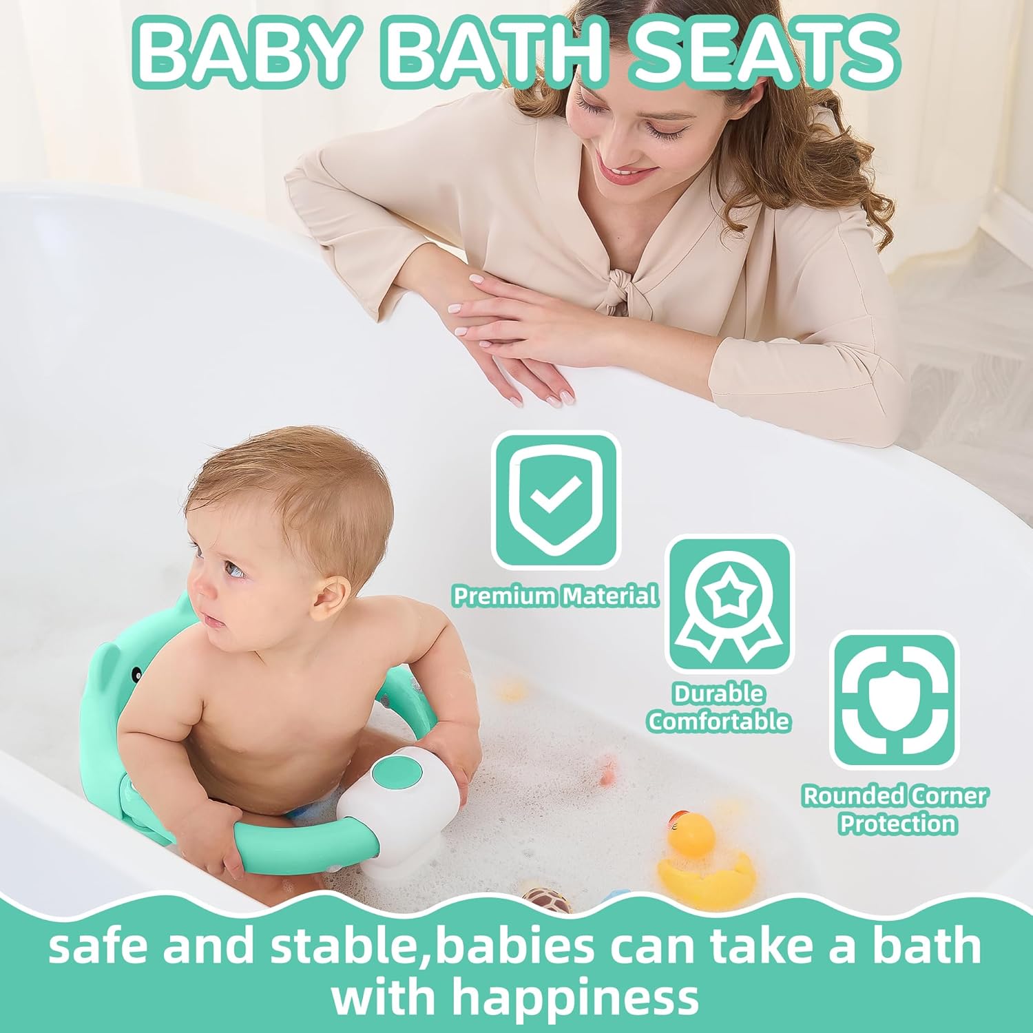Baby Bath Seat for Babies 6 Months & up, Non-Slip Toddler Bath Seats for Babies Sitting Up, Safe