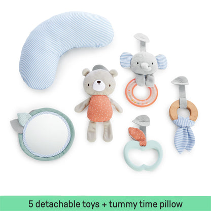 Ingenuity Cozy Spot Reversible Duvet Activity Gym & Play Mat with Wooden Toy bar - Loamy, Newborn