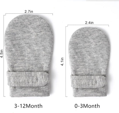 Newborn Baby No Scratch Mittens Stay On, 100% Cotton Breathable, Adjustable Infant Gloves for Baby Boys Girls Mittens