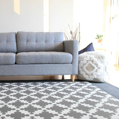 Cushmat Stylish Reversible Foam Play Mat (Large, Luxe Play - Charcoal Star) - Soft, Waterproof, Durable Play mat for Infants, Babies, Toddler, Kids & Grownup - 6.5ft x 4.5ft