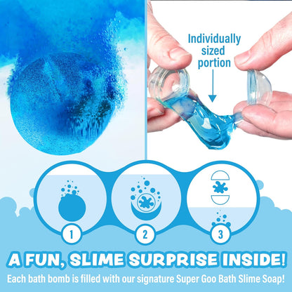 Super Goo Bath Slime 'Surprise' Bombs, 6 Pack | Kids Bath Bombs With Surprise Inside | Nontoxic |